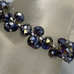 Metallic Coated Glass Beaded Bracelet Stretch Peacock Oil Slick Blue Purple 6.75