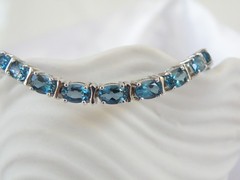 New Sterling Silver 925 Natural Heated London Blue Topaz Tennis Bracelet Fits 7″