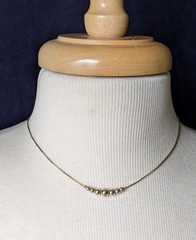Vintage 7 Graduated Station Ball BEAD Gold Tone Necklace 16″ Chain AS IS