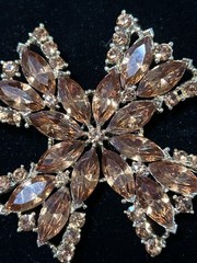 Signed Vintage 70s WEISS RARE 2-1/2” Maltese Cross Orange Austrian Crystals