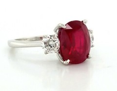 Vintage 14k White Gold Engagement Ring 3.51ct. Natural Burma Oval Ruby AGL cert
