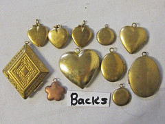 11 VTG MODERN LOCKETS HUGE LOT BRASS FINDINGS FLOWER HEARTS NOS PENDANTS CHARMS