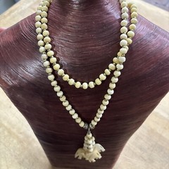 Vintage Elephant Necklace 32” Beaded Chain Celluloid Man Made