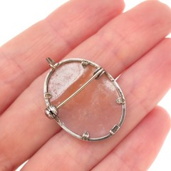 800 Silver Antique Art Deco Real MOP Carved Muses Cameo Pin Brooch / Pendant