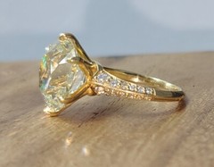 Vintage 18k Yellow Gold Engagement Ring 10.08ct Natural Euro Cut Yellow Diamond