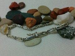 VTG 950 Sterling Silver Anchor Mariner Dbl Linked Chain Tennis Bracelet 8 1/8″