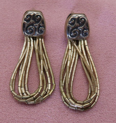 Dakota West Sterling Silver Shube Vintage Earrings Liquid Silver 1.5 in 975c