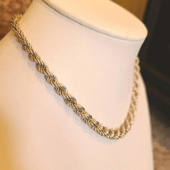 Vtg Sterling Graduated Rope Twist necklace 16.5″ 20.5 gm Italy