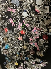 Vintage Lot 181 Charms Bead Spacer Clip Dangle Mix Rhinestone Enamel Collection