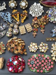 High End All Vintage Rhinestones Crystals Costume Jewelry Lot Signed