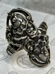 Margot De Taxco Mexico Sterling Silver Koi Fish hinged cuff Bracelet #5207