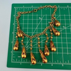 Vintage Art Deco Necklace Fringe Chain Gold Tone Etruscan Revival Statement