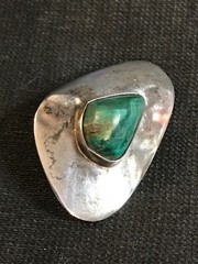 Vtg Modernist 935 Silver Eilat Stone Pin Pendant Bezalel Art Academy Jerusalem