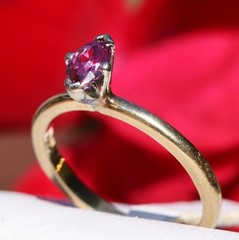 14k yellow gold sz 4.5 ring 0.25ct rhodolite garnet solitaire 1.8g Exclusive N18