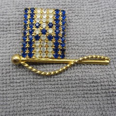 Vintage Honduras Flag Pin Brooch Rhinestone