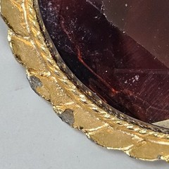 Vintage MCM Gold Tone Brooch Root Beer Glass Faceted Rhinestone Edwardian Style