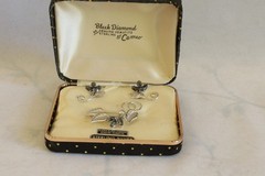Vintage Alaska Black Diamond Hematite Jewelry Set in Original Box