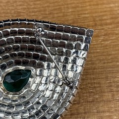 Vintage Signed “Celebrity NY” Crystal Clear and Green Rhinestone Teardrop Brooch