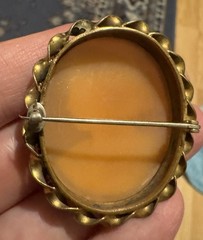 Vtg Antique Gold Tone Carved Shell Cameo Brooch Pendant Estate