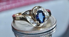 14k yellow gold 1.15ct natural diamond sz 7.5 ring sapphire vintage heated 5.3gr