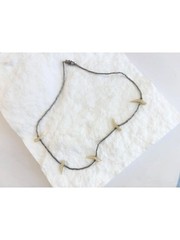 Mother of Pearl Accented Clip Fetish Sterling Silver 925 Vintage Necklace – 15″