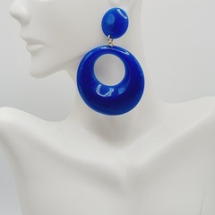 Vintage Blue Hoops Wide Bottom Retro Design Hoop Acrylic Pierced Style Earrings