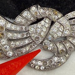Vintage Butler and Wilson Rhinestone Ribbon Brooch Pot Metal Signed B&W READ