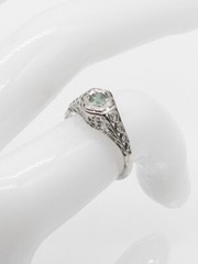 Antique 1920s BELAIS .25ct Natural Alexandrite 18k White Gold Filigree Ring