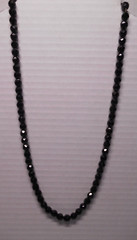 Antique Black Faceted Glass Beads Strung on Fine Gold Chain Necklace 24″