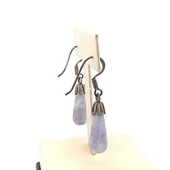 VTG Estate Sterling Silver & Charoite Pierced Hook Dangle Earrings! 195