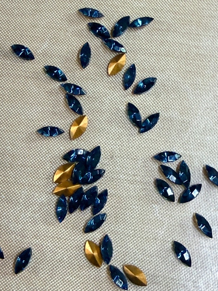 Lot of 55 Vintage Montana Blue Marquise Navette Glass Rhinestones Pointed Back N