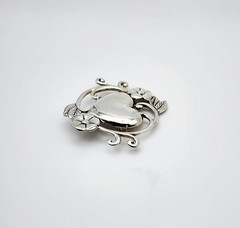 Jezlaine Vintage Sterling Silver Heart & Floral Brooch Pin