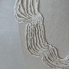 Vintage White Glass Seed Bead Bib Collar Necklace 16-18” Adjustable Length