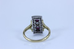 18K Two-Tone VINTAGE 3 Stone Ruby & 0.66ctw SI1/I Diamond Ring Size 7.5- 13945