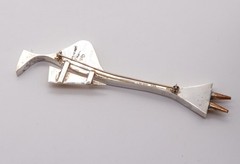 TOD PARDON 1950-1960 “The Procurer” Inlaid Brooch In 14Kt Gold & Sterling Silver