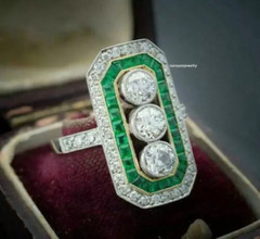 Art Deco Antique 3CT Round Diamond Vintage Engagement Ring 14K White Gold Plated
