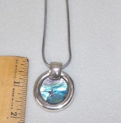 1974 Henkel & Grosse (Dior) Germany 925 Sterling Abalone Pendant Necklace