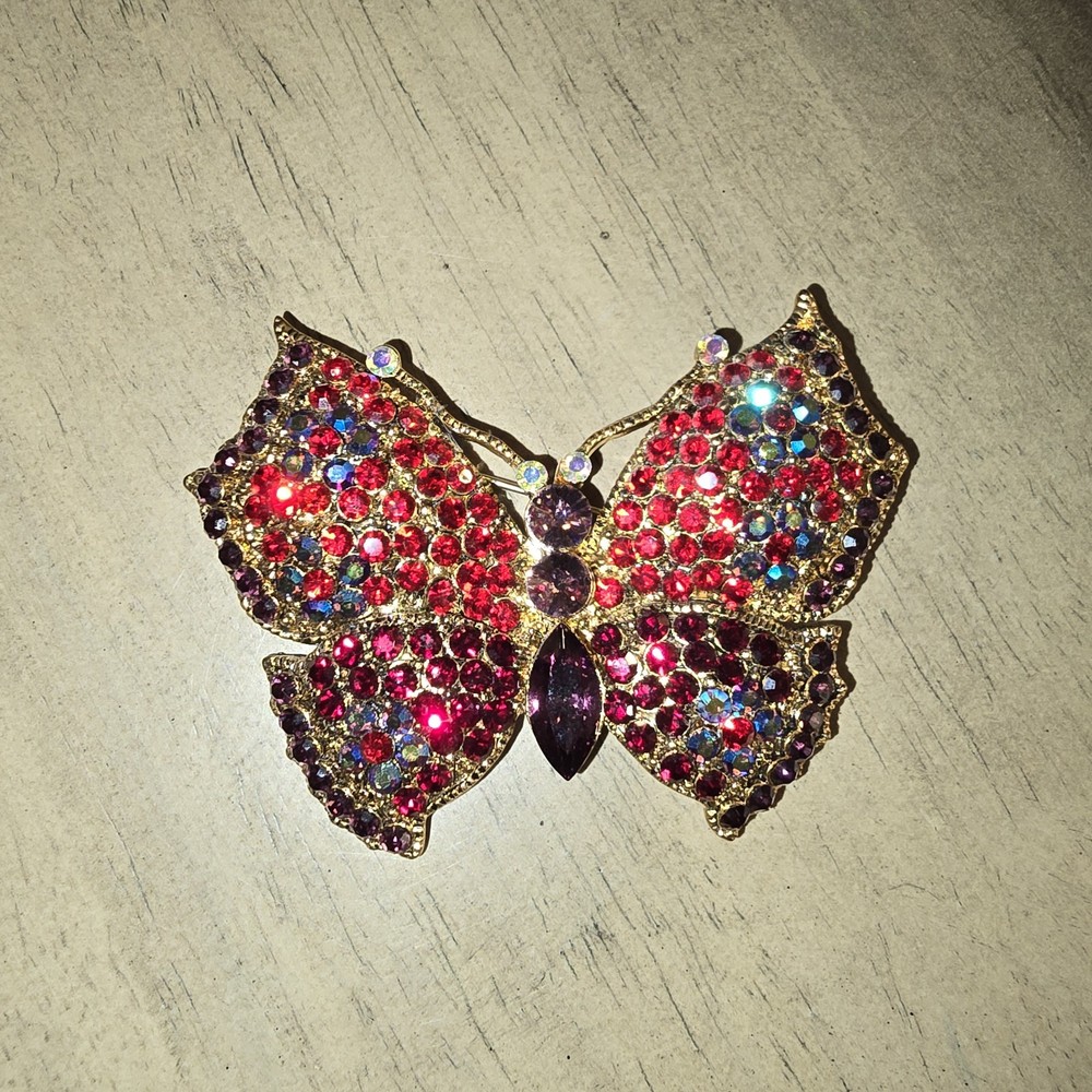 Vintage Rhinestone Butterfly Brooch