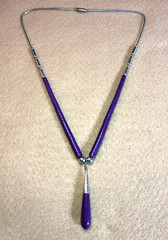 Vintage Native American Purple Sugilite Necklace Liquid Silver Navajo 925 6110