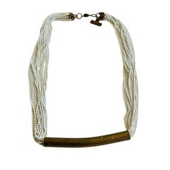 Modernist Ball chain multi Scoop Necklace VTG Distressed Designer AKS Statement