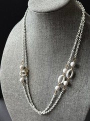 Vintage Acrylic Link Layered Necklace White Statement Minimalist Capsule Career