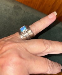 Vtg Didae Israel Sterling Silver 925 Wide Band Modernist Opal Ring Size 5 1/2