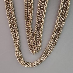 Vintage Chain Necklace Gold Tone Curb Link Triple Layer Long Endless 58″ Flapper