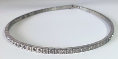Vtg (Antique?) Silver-tone Clear Rhinestone Rigid Tennis-style Necklace 16″