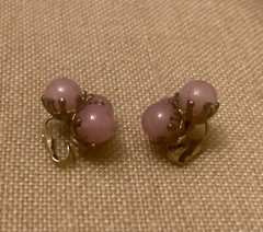 Vintage VOGUE JLRY Pink Lucite Earrings Clip On Retro Signed