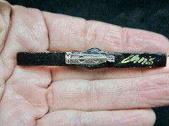 Vintage 1990’s Green & Black Lustered w/Rhinestone Artisan Brooch SIGNED