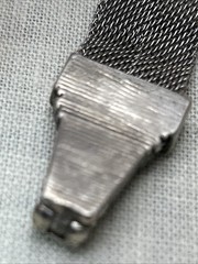 Vintage Square Marcasite Mesh Band Bracelet Magnetic Clasp 7″