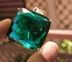 120 Ct Natural Vivid Green Colombian Emerald Cushion Certified Pendant