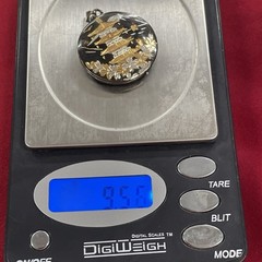 Sterling Silver 925 Vintage Black & Gold Round Japanese Damascene Locket Pendant