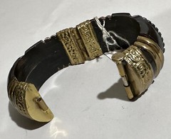 Vintage India bangle 100% genuine horn bone brass stone bracelet Made In India